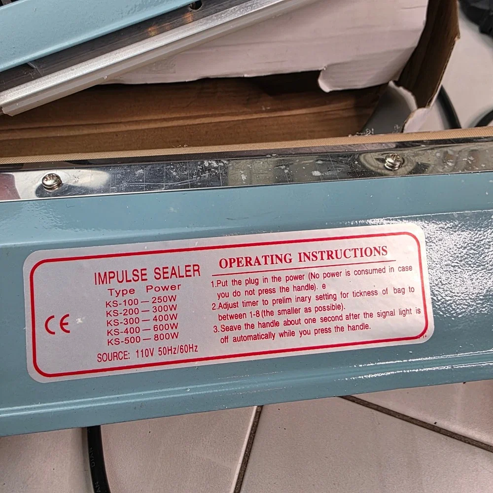 KS-200 Impulse Sealer 8 Inch Manual Heat Sealing Machine 110V 300W Blue T1